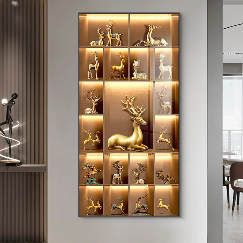 Modern Light Luxury Entrance LED Decorative Painting Home Decoration Living Room Bedroom Sofa Background Corridor Mural Light