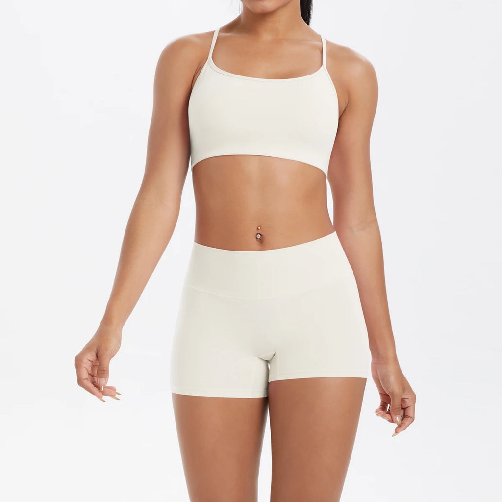 New Cross Backless Yoga Bra And Fitness Shorts Gym Yoga Set Woman’s Summer Running Sports Quick-Dry Women Gym Clothing Yoga Suit