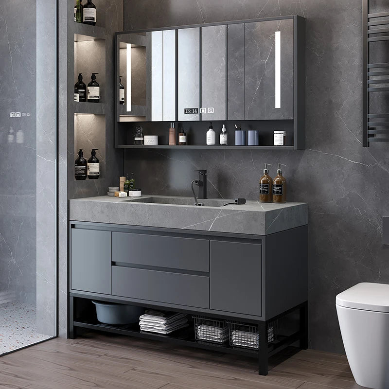 Washbasin Floor Bathroom Cabinets Vintage Drawer Light Toilet Bathroom Cabinets Intelligence Partition Mobiletto Bagno Furniture