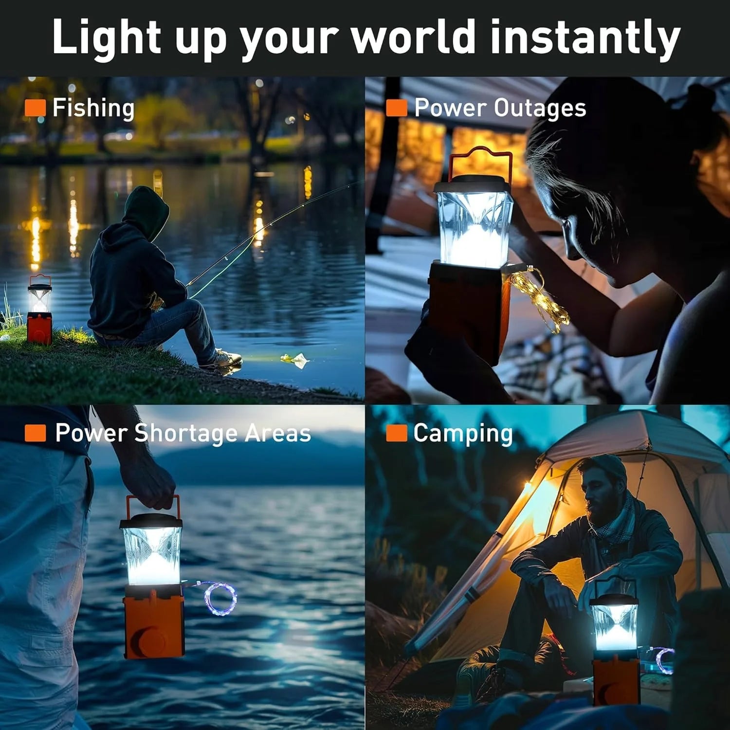 Lanterns for Power Outages, LED Saltwater Camping Lights, 350 Lumens Environmentally Conscious Lighting, Emergency, Hurricane