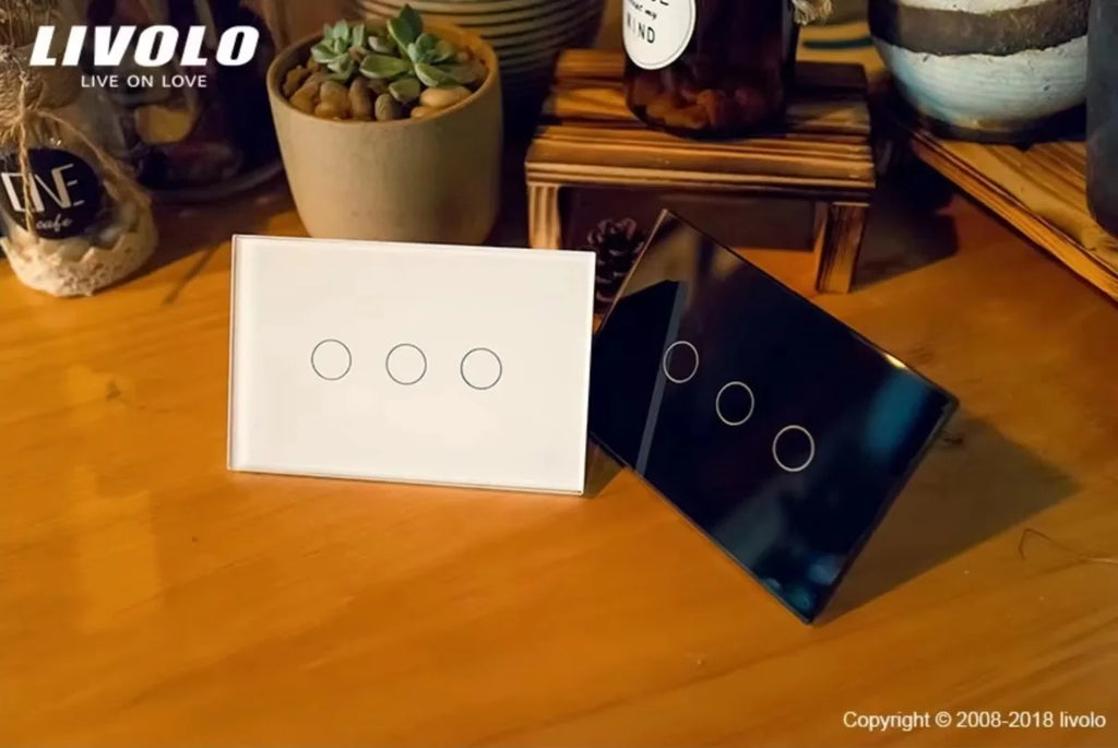 Livolo US/AU Standard Wall Touch Switch Crystal Glass Panel Touch Control Light Switch AC 110~250V/50~60Hz