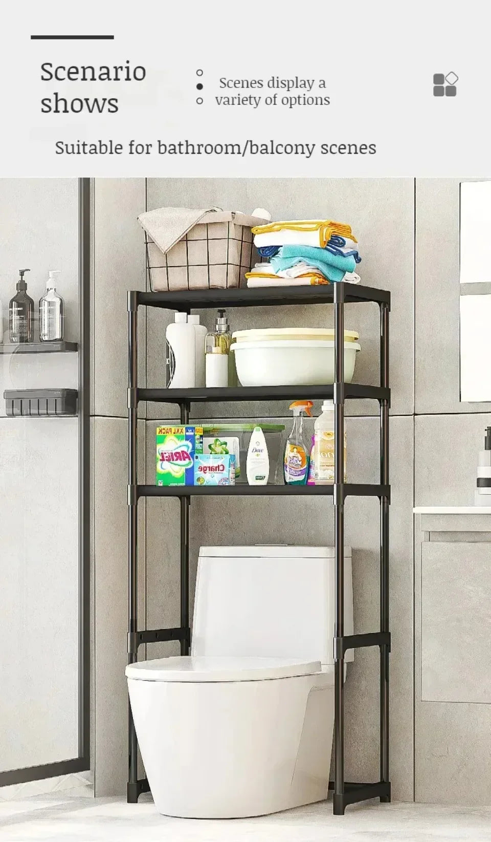 Washing Machine Shelf Multilayer Perforation-Free Shelf Space-saving Above The Toilet Toilet Storage Racks Floor Standing Holder