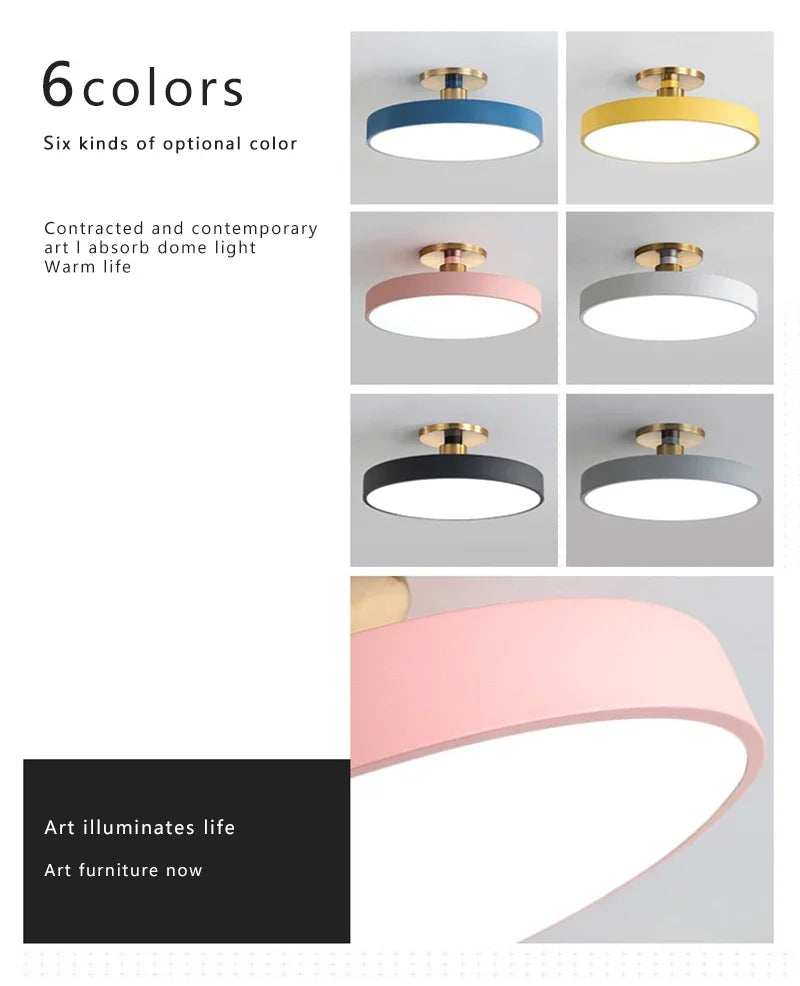 Modern Macaron LED Ceiling Light Simple Circular Dimmable Pendant Light Living Room Bedroom Study Nordic Decorative Lighting
