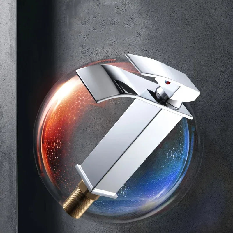 Washbasin Hot and Cold Faucet,Water Saving Design Suitable for Most Sinking Faucets Tube Black Waterfall Household Bathroom