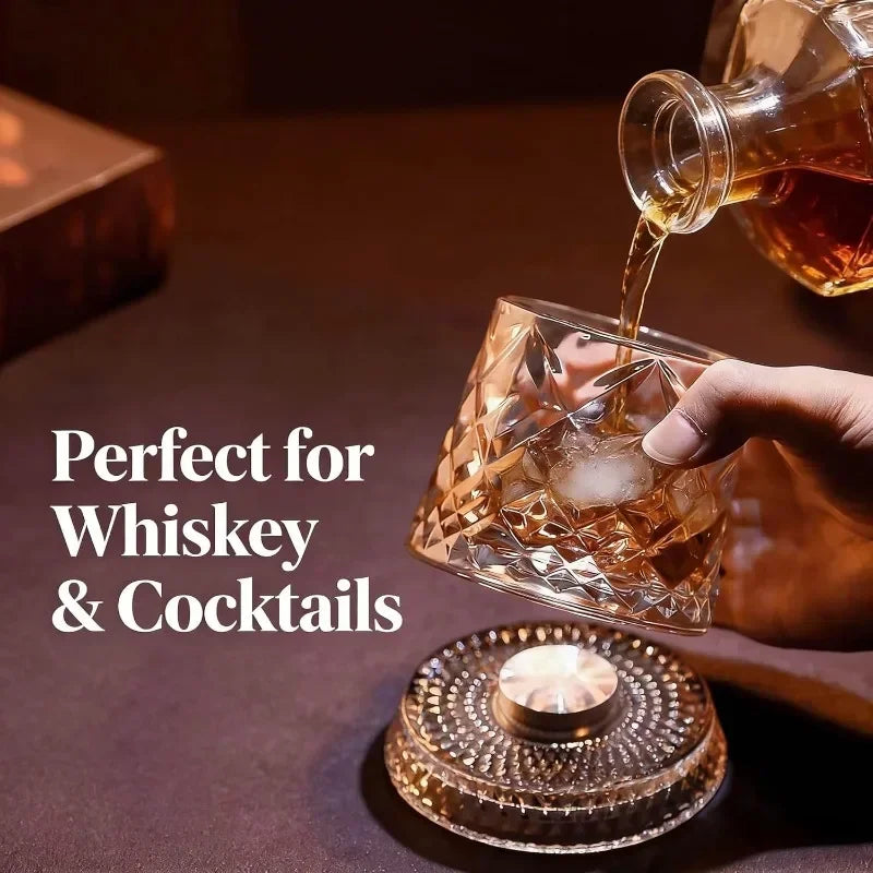 280ml Whiskey Glass The Crystal Rotates 360° White Wine and Cocktail Drinks Bar Party Cool Bar Accessories Unique Gift