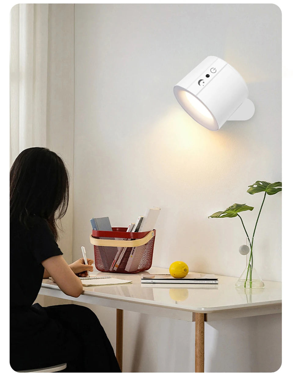 LED Magnetic Wall Light Up and Down Style Black White Rotatable Sleep Guard Bedroom Bedside Lamp Living Room Night Lighting