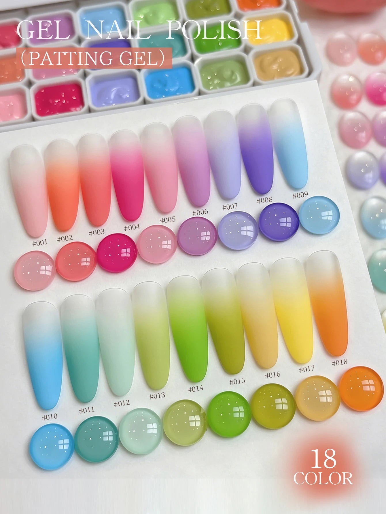 XEIJAYI 18 Colors Patting Gel Smudge Canned High Saturation Popular Semi-Solid Nail Polish Gel Women's Salon Manicure DIY
