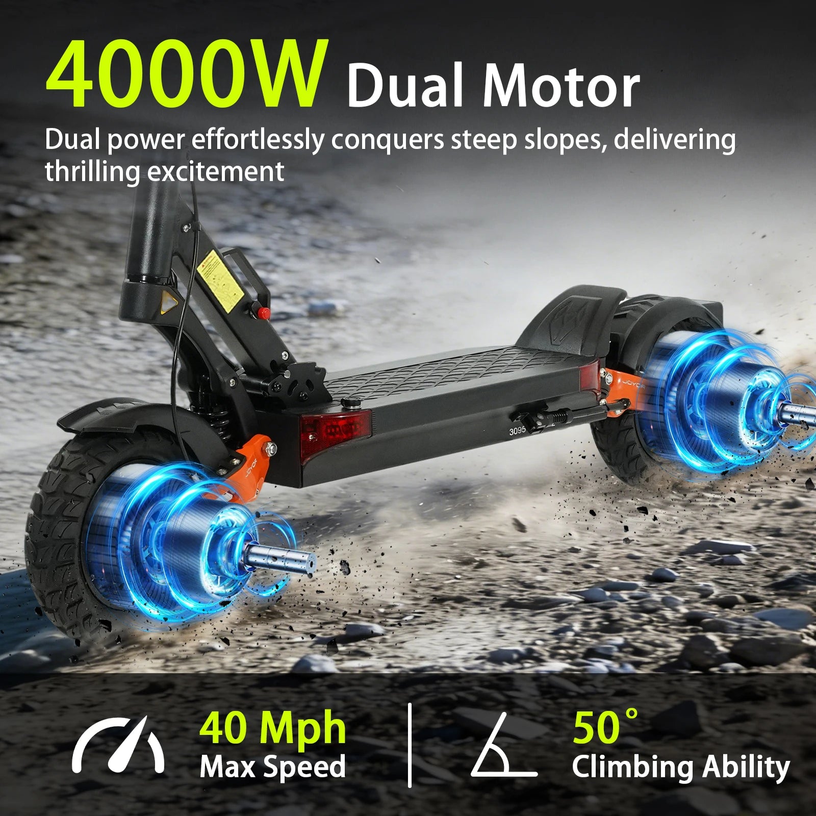 Electric Scooter  Dual Motor 2000W*2 for Adults, 60V Battery, 40mph Max Speed, Up to 50 Miles Range, 10 Inch Tires