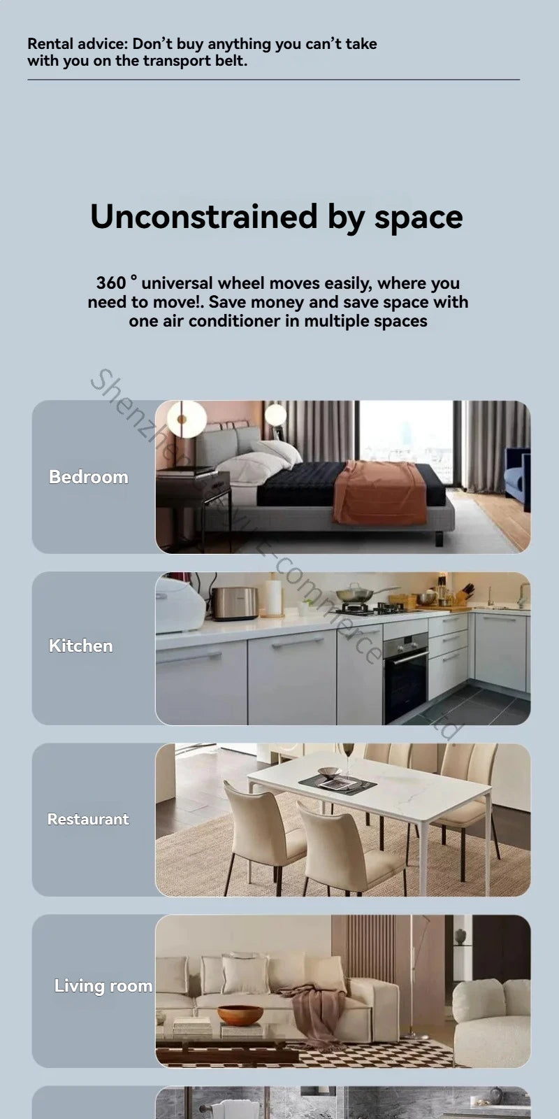 Portable Air Conditioner with Heating and Cooling, No Outdoor Unit, Easy Install for Rental Room, Dormitory, Kitchen, Office