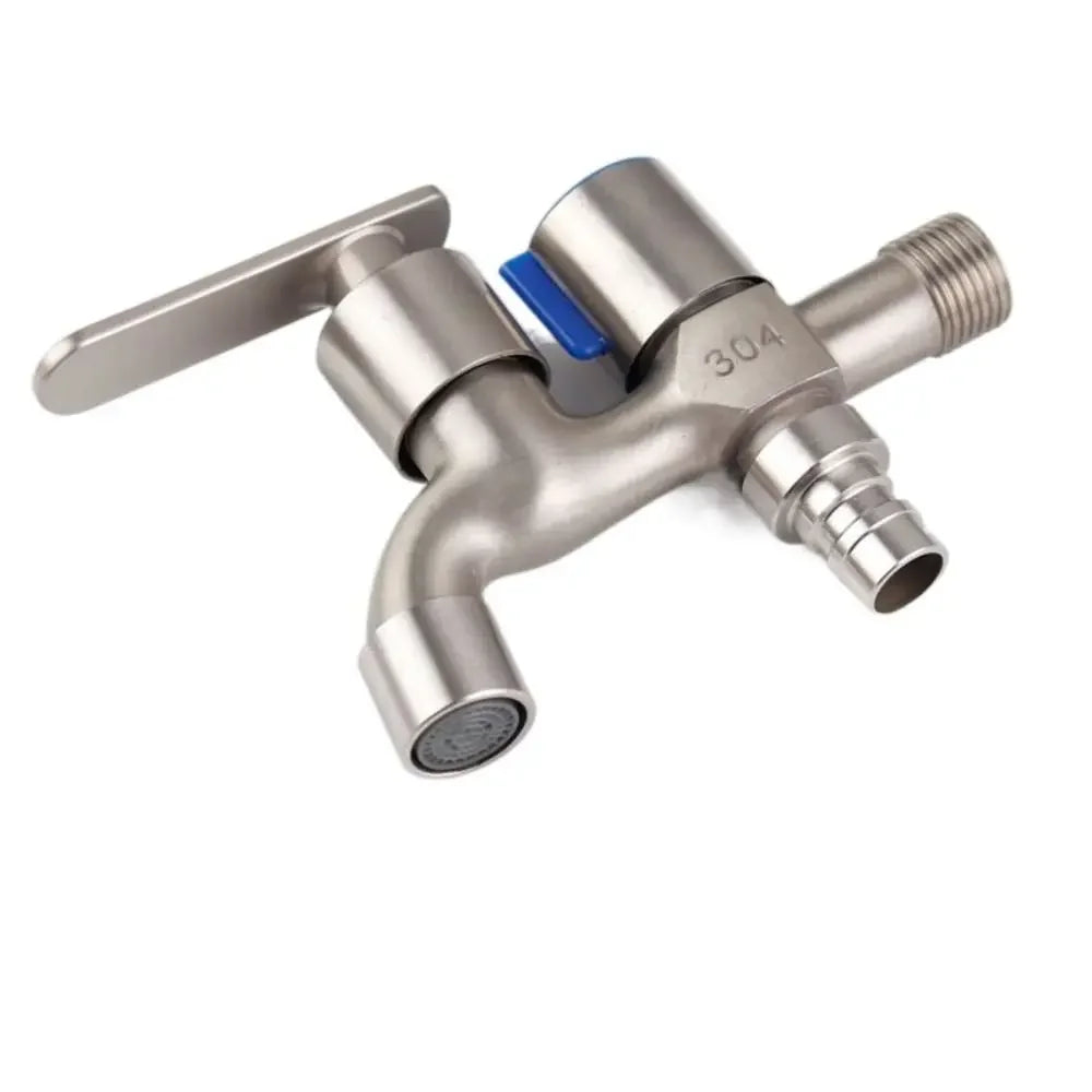 One-in-two-out Double Water Outlet Tap Dual-water Stainless Steel Mop Pool Faucet Water Switch Outdoor Garden Bibcock