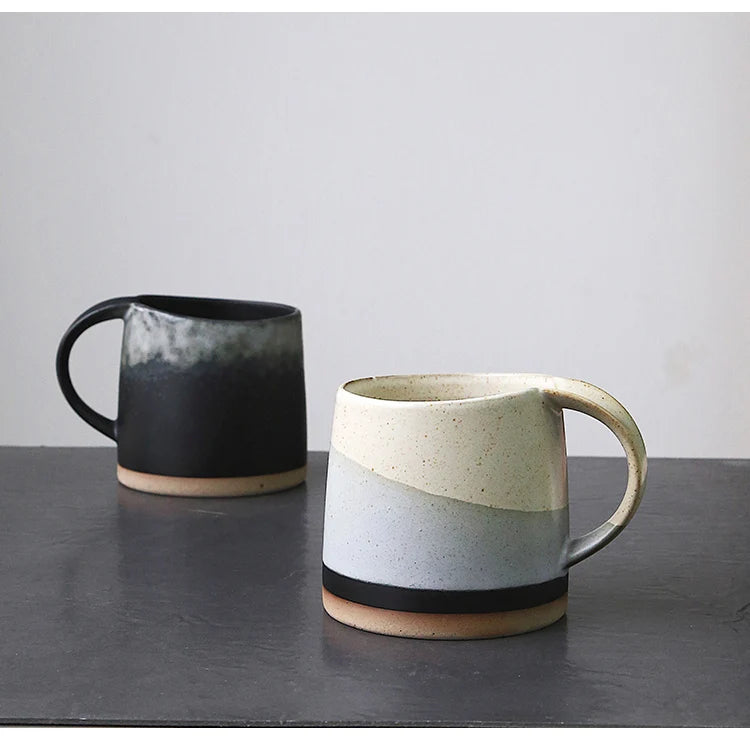 Japanese Retro Stoneware Coffee Cup Household Ceramic Hanging Ear Mug Cup English Afternoon Tea Tea Cup Breakfast Milk Mug Gift