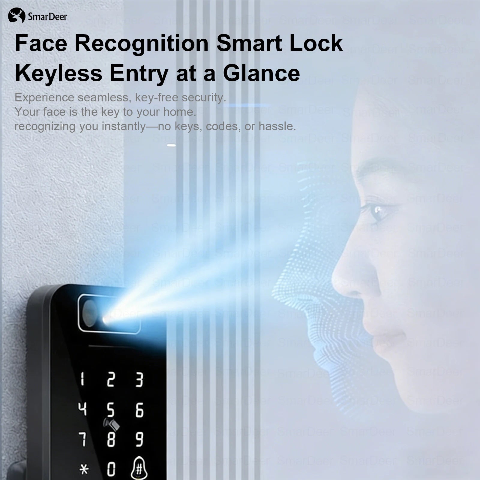 Waterproof Outdoor Smart Door Lock Fingerprint Facial Recognition Password Anti-theft Security Electronic Lock for Gate Garden