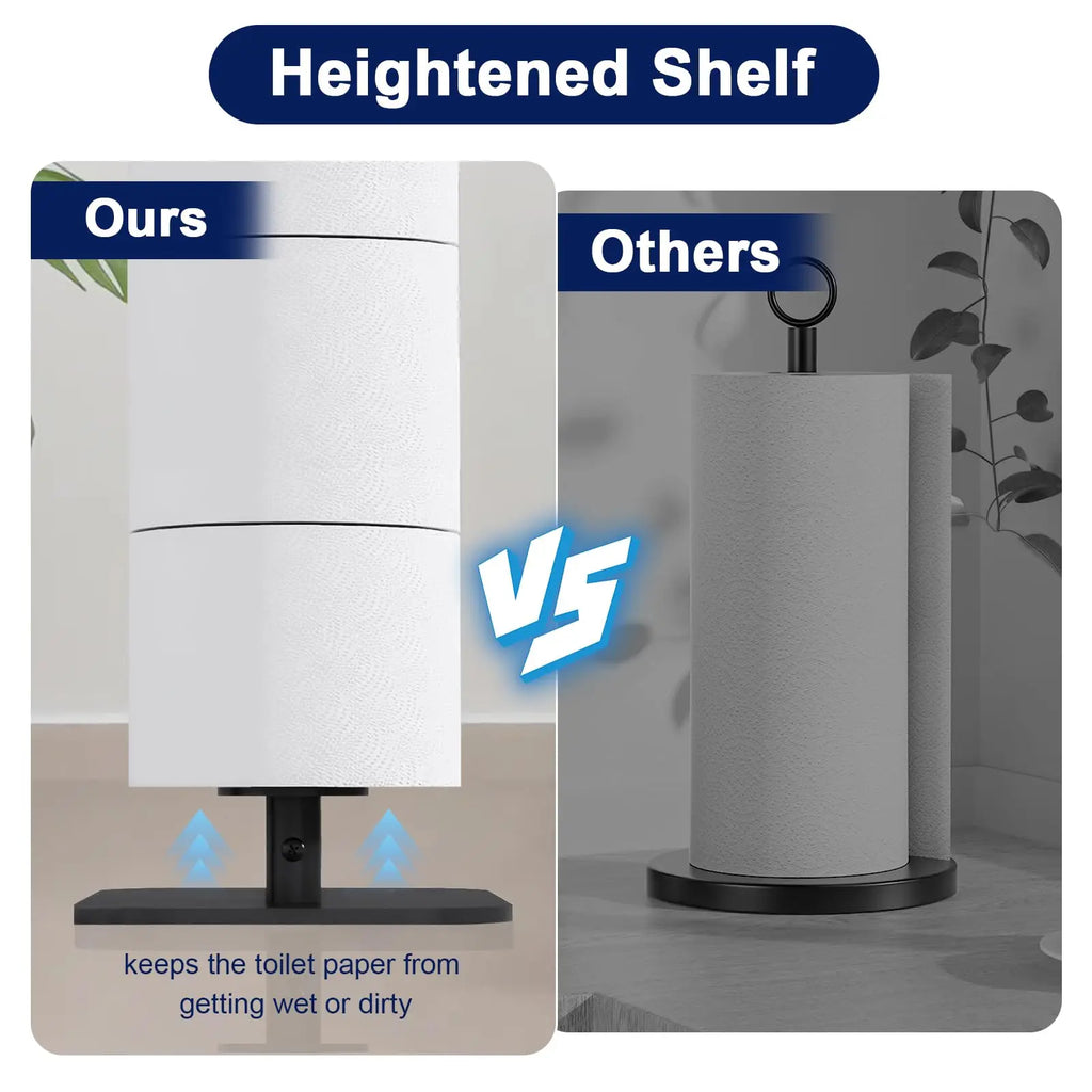 Stainless Steel Standing Toilet Set, Toilet Paper Holder with Toilet Brush for Bathroom Storage