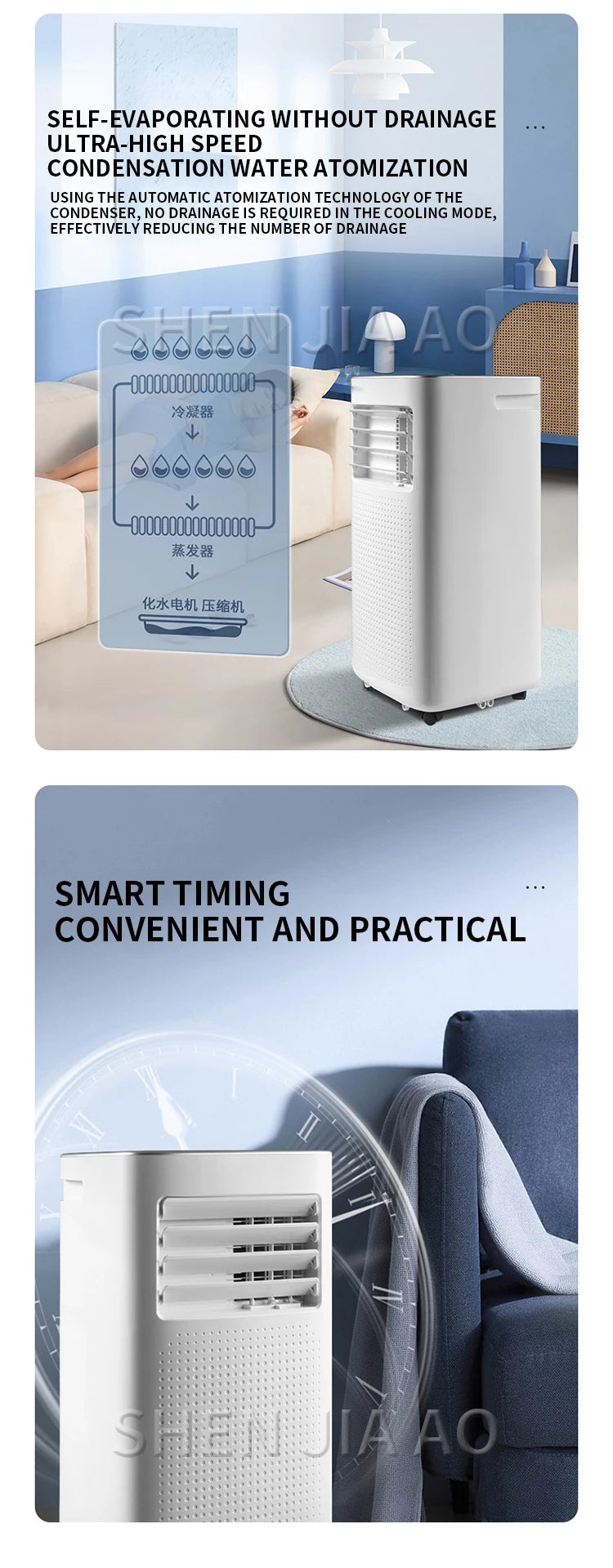 3500W/3300W Air Conditioner 3 in 1 Portable AC Unit with Built-in Dehumidifier and Fan Functions Cools 250 sq.ft