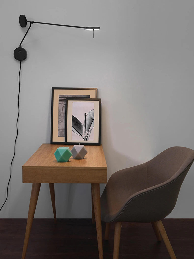 Modern Picture Wall Light Italian Invisible LED Wall Reading Light For Bed Bedroom Living Room Office Black Long Arm Wall Lamp