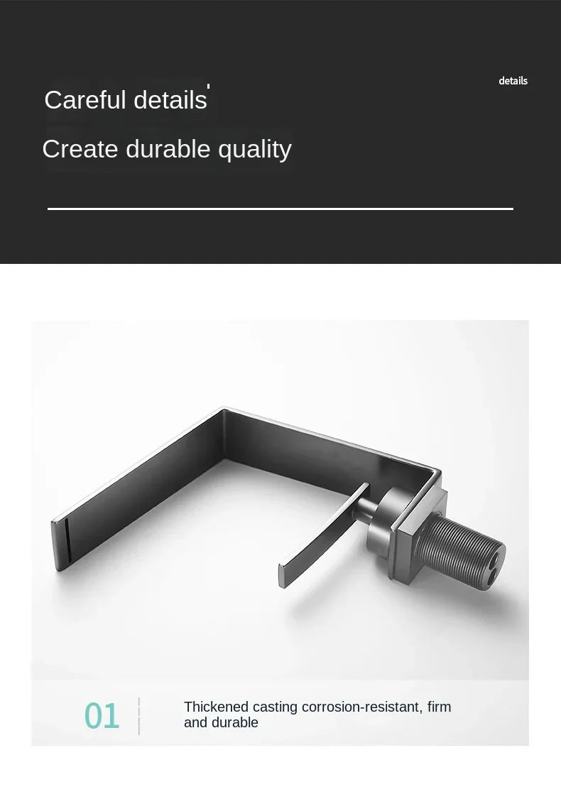 Washbasin Hot and Cold Faucet, Brass Minimalist Washbasin, Waterfall Style Bathroom, Household Washbasin Faucet