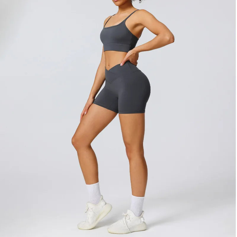 High Elasticity Quick Dry Yoga Fitness Outfit Women's Summer New Style Sportswear Set Fashionable Running Dancing Tennis