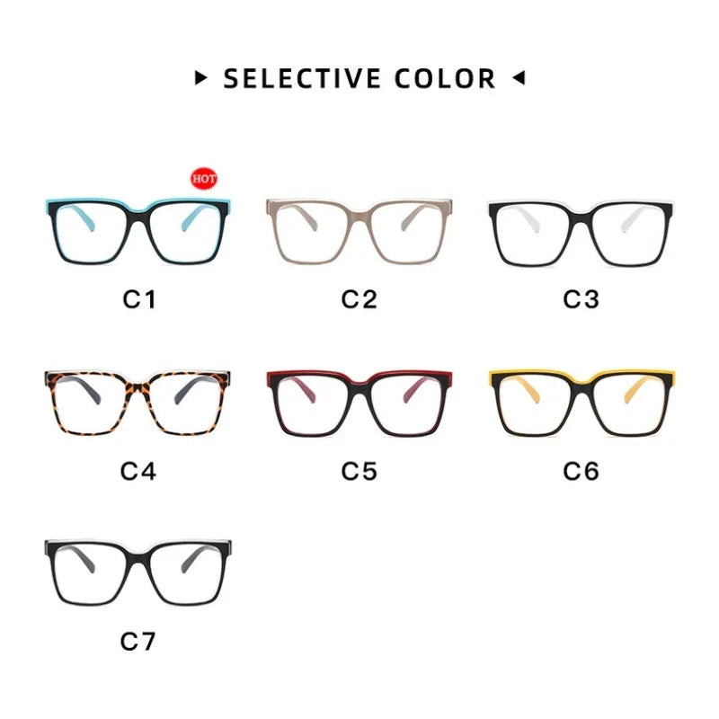 Fashion Double Color Women Cat Eye Glasses Frame Retro TR90 Clear Anti-Blue Light Eyewear Men Optical Blue Yellow Frame