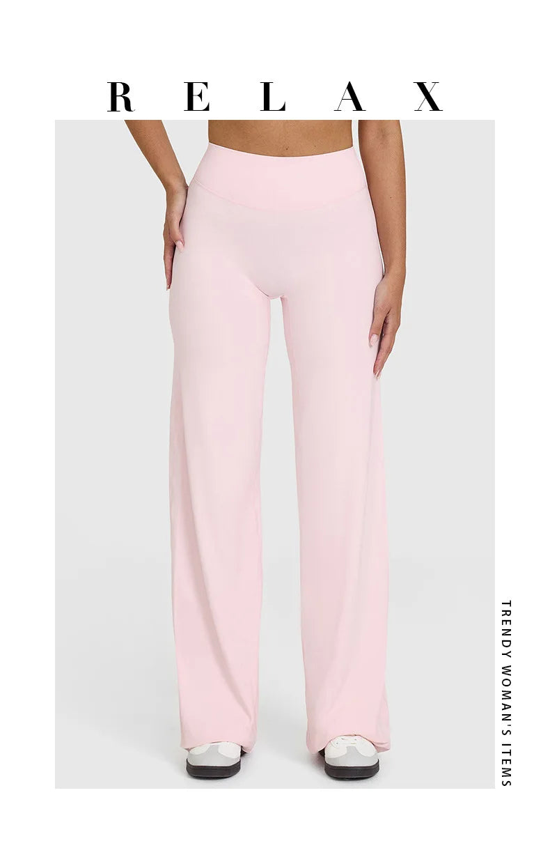 Straight Leg Yoga Pants Soft Butter Fabric Women Clothes Middle Waist Gym Pants Leggings Fitness Pilates Running Sports Trousers
