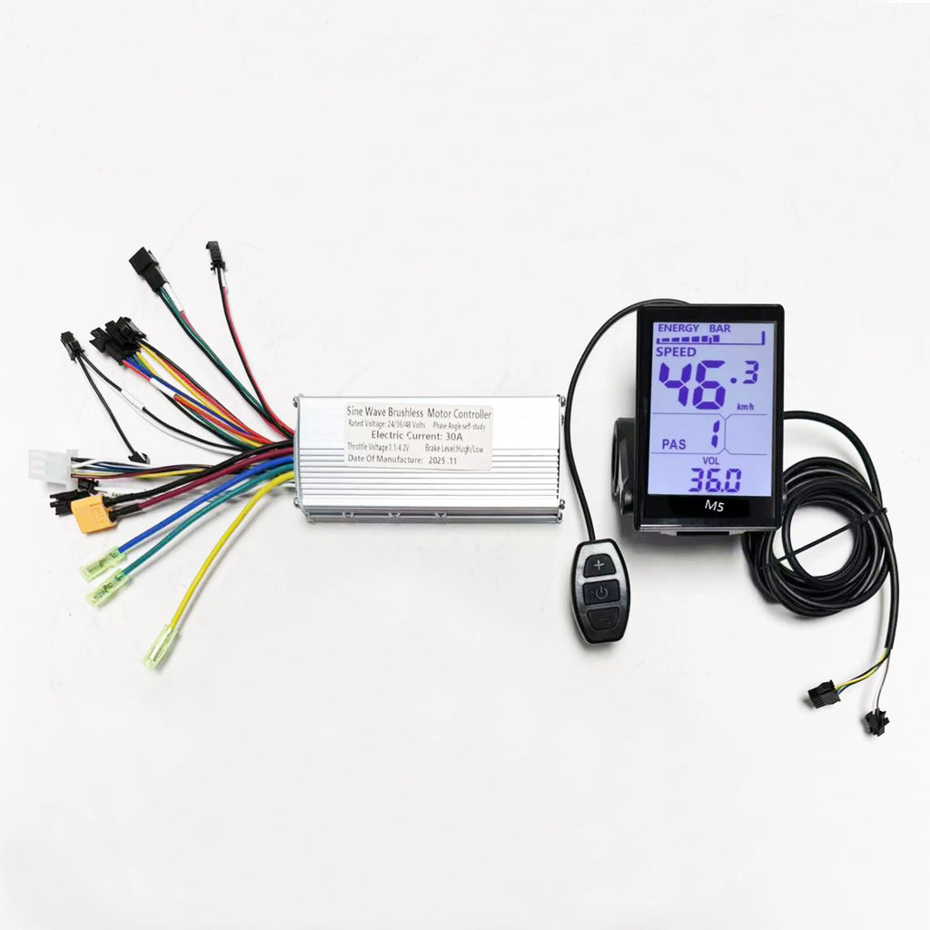 E-Bike 24v 36v 48v Sine Wave Brushless 3Mode Controller 30A 750W-1000W with M5 LCD Display Screen UART No.2 for E-Scooter Repair