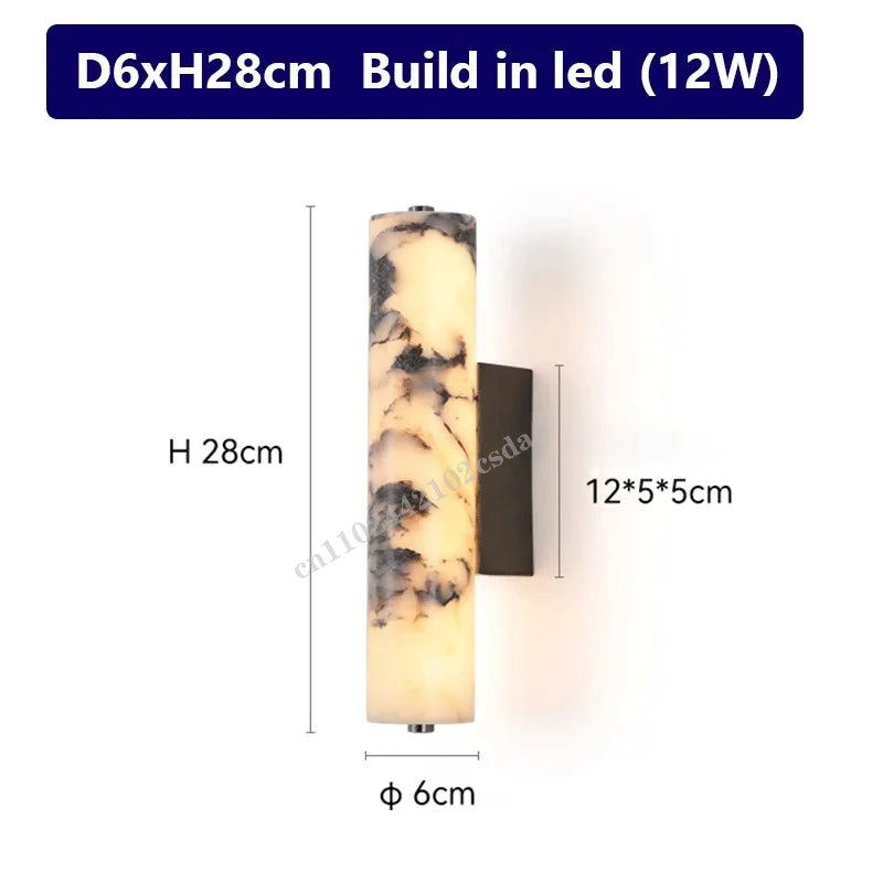Italian Wall Lamp Natural Marble Bedroom Bedside  Black Modern  Luxury Stone Wall Light Living Room Hallway Decor Wall Sconce