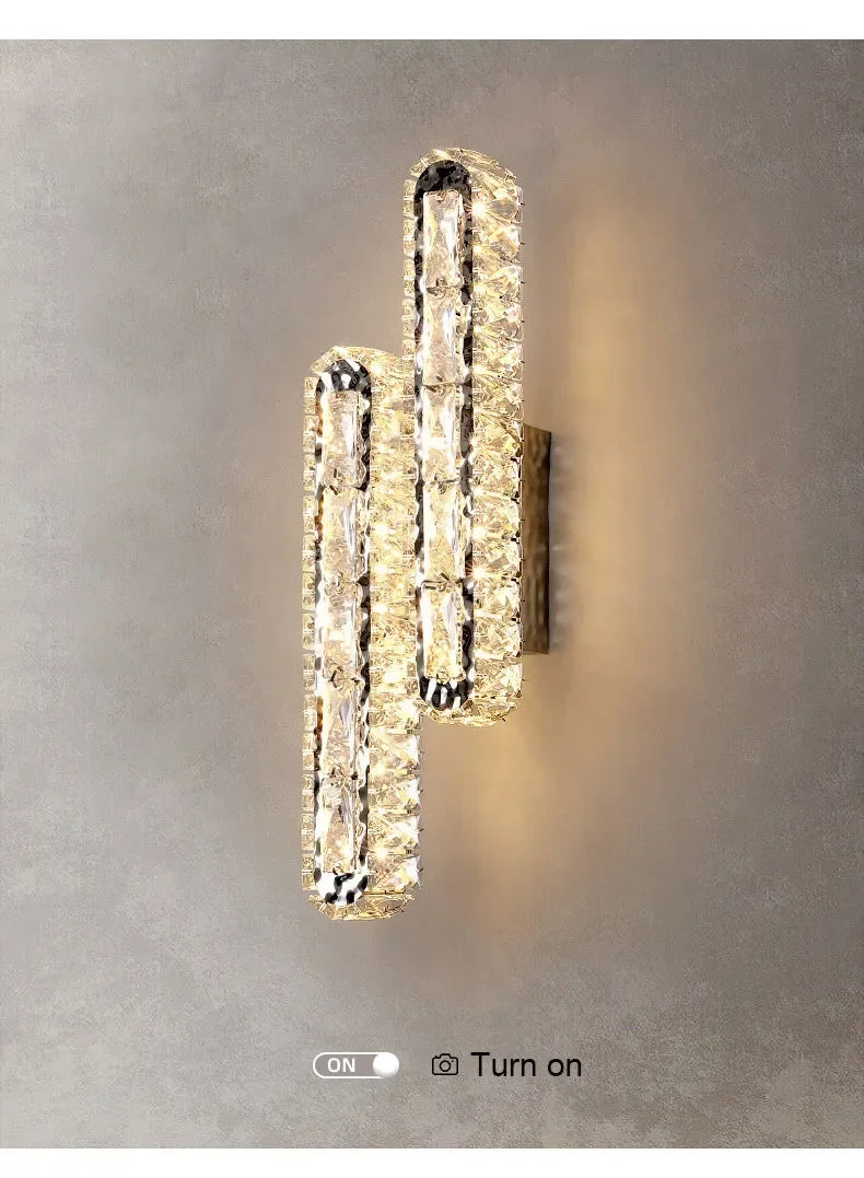 Luxury Modern LED Crystal Remote Control Wall Lamps for Living Room Bedroom Decoration Indoor Lights Fixtures Home Wall Decor