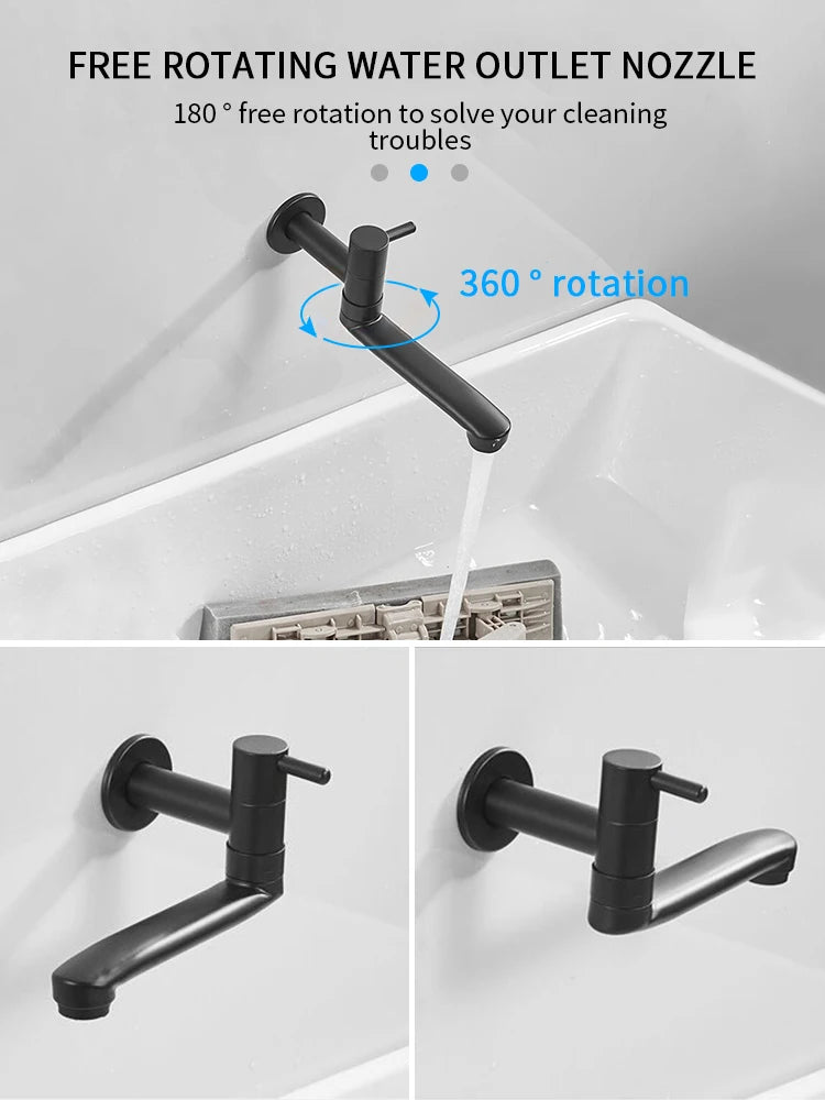 Single Cold Faucet Wall Outdoor Mop Pool Faucet Copper Brass Wall Mount Bathroom Sink Faucet Rotatable WB1141
