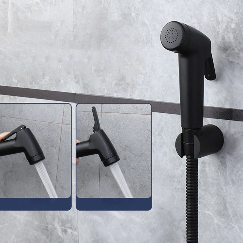 Black Bathroom Toilet wash Bidet Faucet Spray Gun Sprayer shower head Anal self cleaning Handheld water tap valve hose holder t