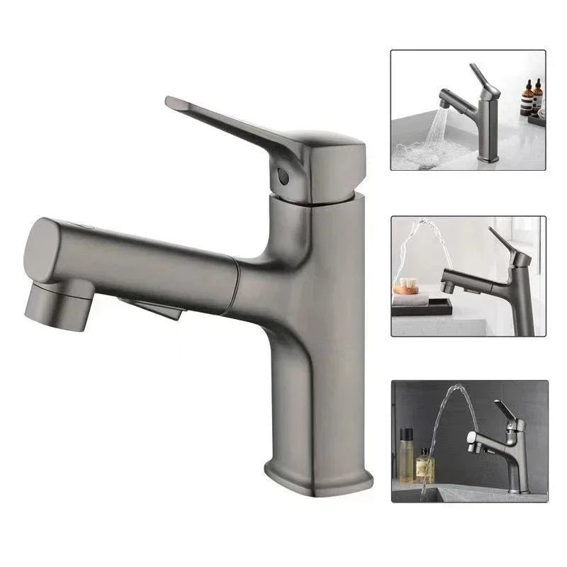 Single Handle Dual Hole Bathroom Sink Mixer Faucet Pull Out Faucet for Bathroom Washbasin Faucet Brass Bathroom Basin Faucet
