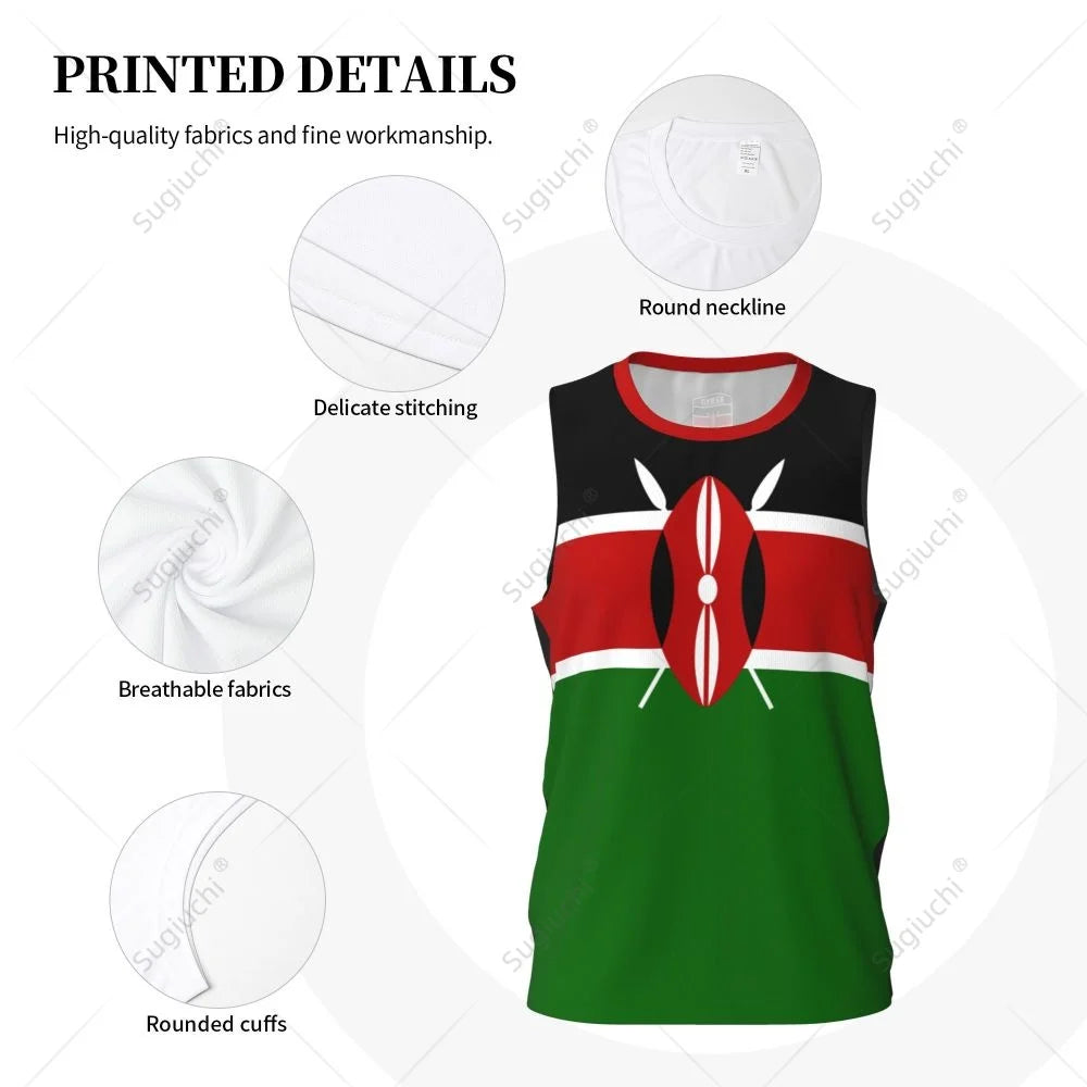 Kenya Flag Men Basketball Sports Running Fitness Multifunction Sleeveless tshirt Exclusive Custom Name Nunber