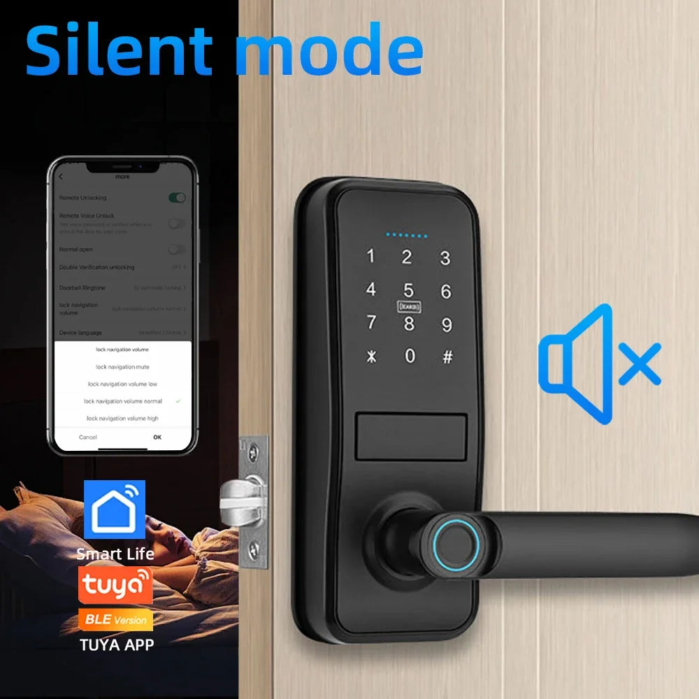 CDOK P13 Smart Biometric Fingerprint Door Lock Electronic Door Lock Tuya/Smartlife App Set Fingerprint/ Password/ Card Unlock