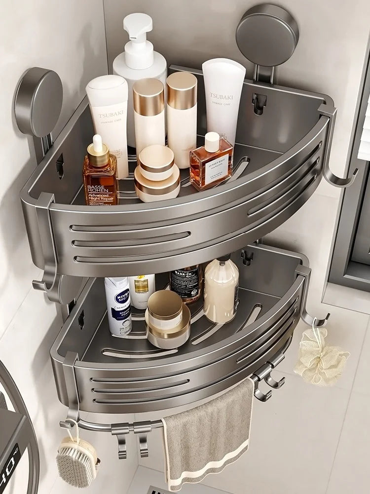 Bathroom Storage Shelf Suction Cup Perforation-Free Bathroom Triangle Toilet Wash Counter Corner Bathroom Storage Shelf
