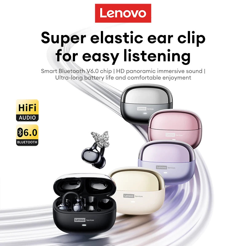 Choice Lenovo LE302 OWS Wireless Ear Clip Earbuds Bluetooth Low Latency HD Call HiFi Stereo Music Sports Open Ear Headphones New