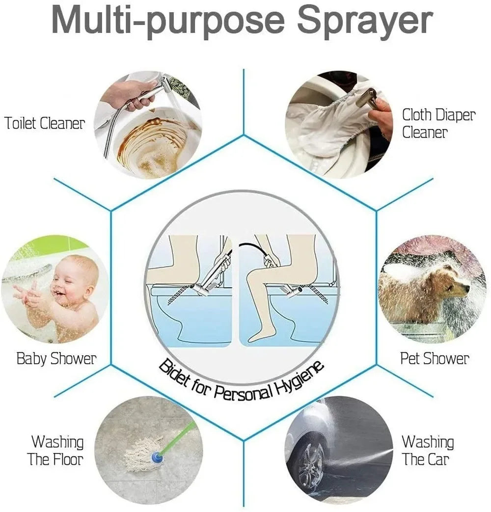 Handheld Toilet Bidet Sprayer Set Stainless Steel Hand Bidet faucet Sprayer Guns Bathroom Hand Sprayer Shower Head Self Cleaning