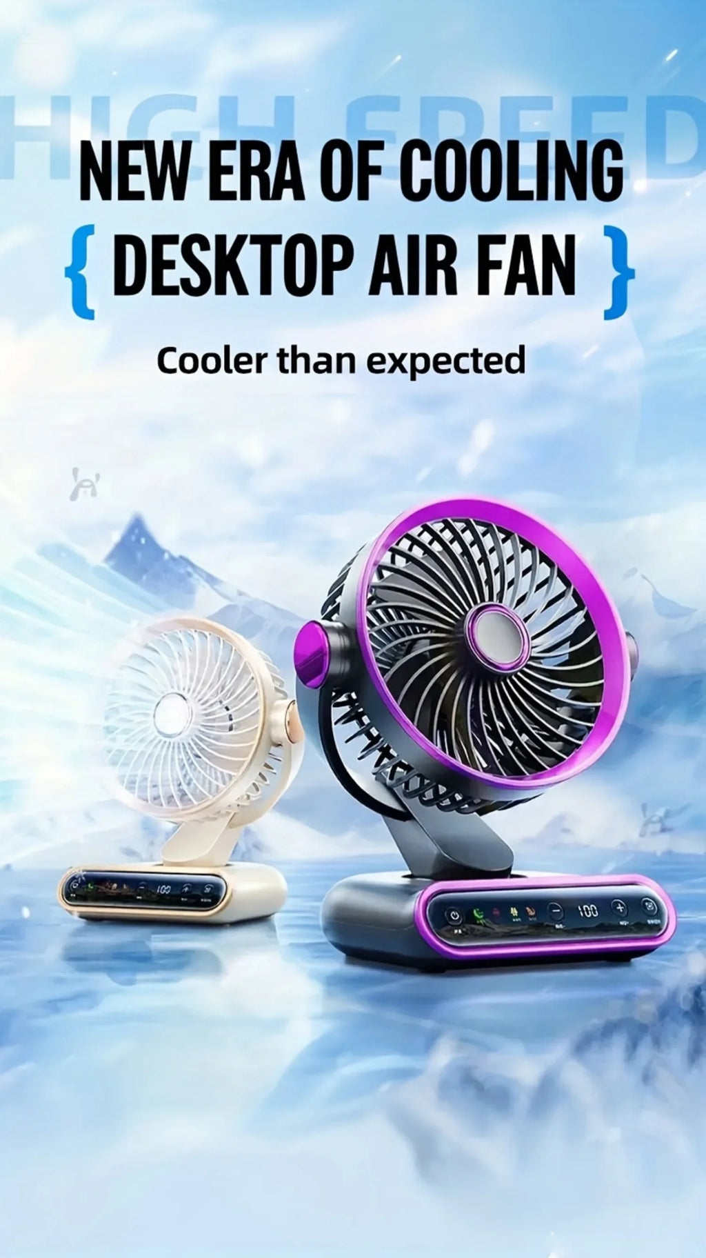 Air Circulation Fan Desktop Portable Rechargeable Fan AI Smart 100 Speed Stepless Quiet Brushless Motor Type-C Baby Sleep Wind