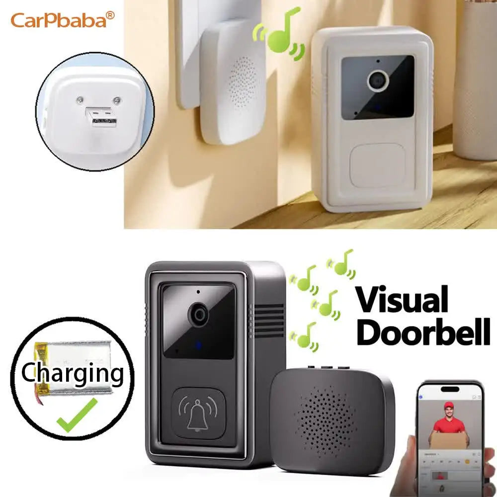 Smart Doorbell Camera Visual Security Doorbell Audio Video Intercom With Camera Wireless Self-Adhesive Night Vision App Control