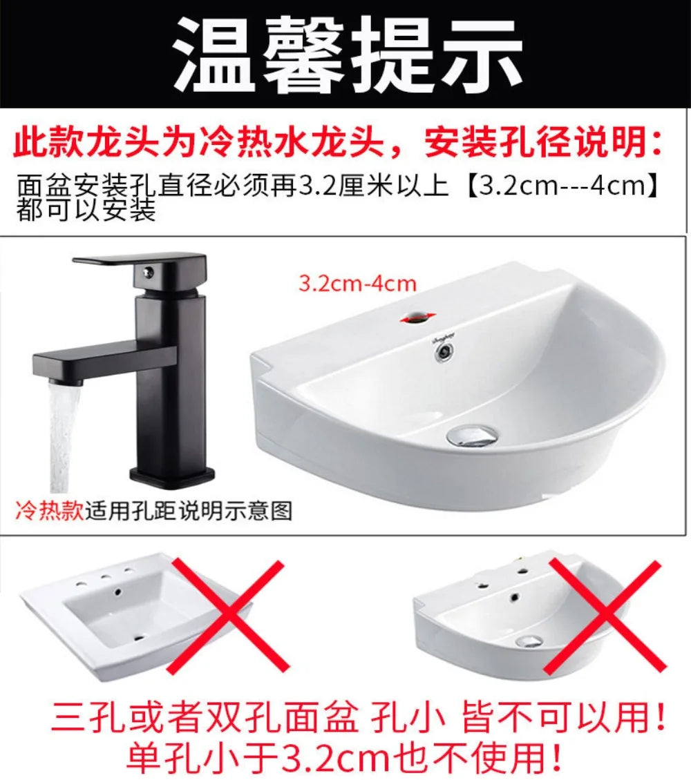 Black Bathroom Faucets Hot and Cold Mixer Faucets Vanity Bathroom Kitchen Deck Mounted Bathroom Sink Faucets
