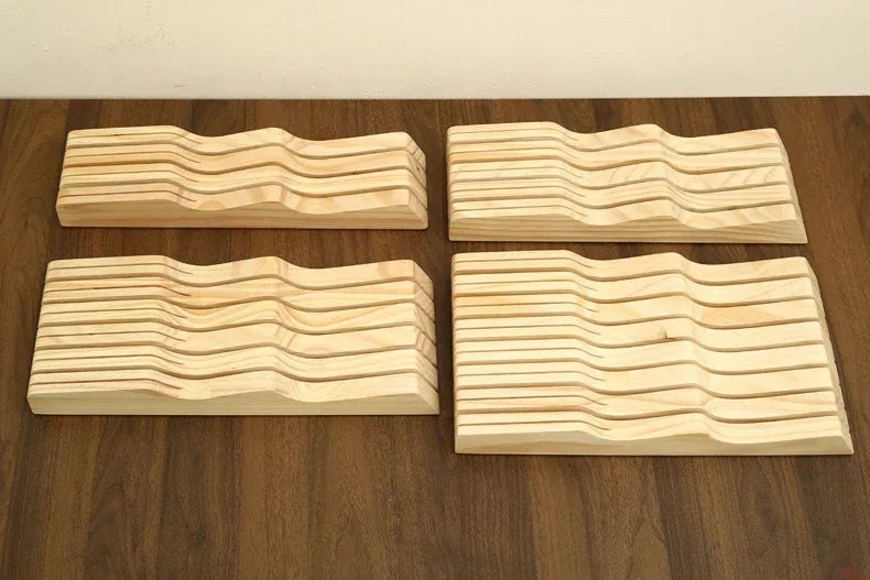 Western Knife Tray Organizer - Wood Knife Organizer - Kitchen Drawer Cutlery Storage Tableware - Container in-drawer Knife Tray