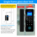 3D Face Tuya Wifi Electronic Smart Glass Door Lock With Biometric Fingerprint/RFID Card /Password Unlock/USB Emergency Charge