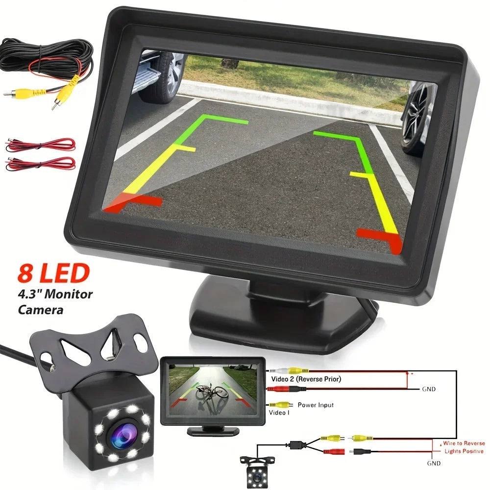 Car Monitor Camera 4.3-inch Display HD Reversing Rearview Camera Car Reversing Kit For Car Pickup Universal