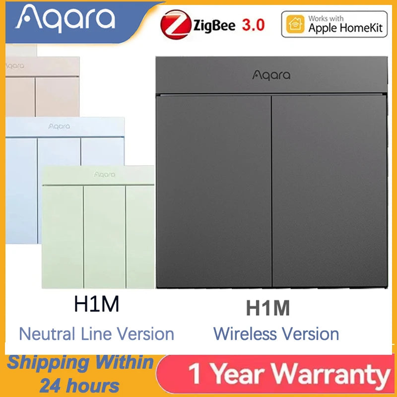 Aqara Smart Wall Switch H1M With Neutral Line Wireless Key Light Switch Zigbee Multiple Control Modes Smart Wall Light Switch