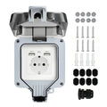 Waterproof Outdoor Socket,Double Power Outlet with Protective Cover ,Dustproof Windproof Socket,Wall-Mounted Garden Power Outlet