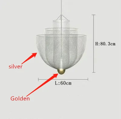 Modern Ceiling Chandeliers Dimmable LED Pendant Light Modern Design Metal Grid Meshmatics Dining Hanging Lamp Suspension Fixture