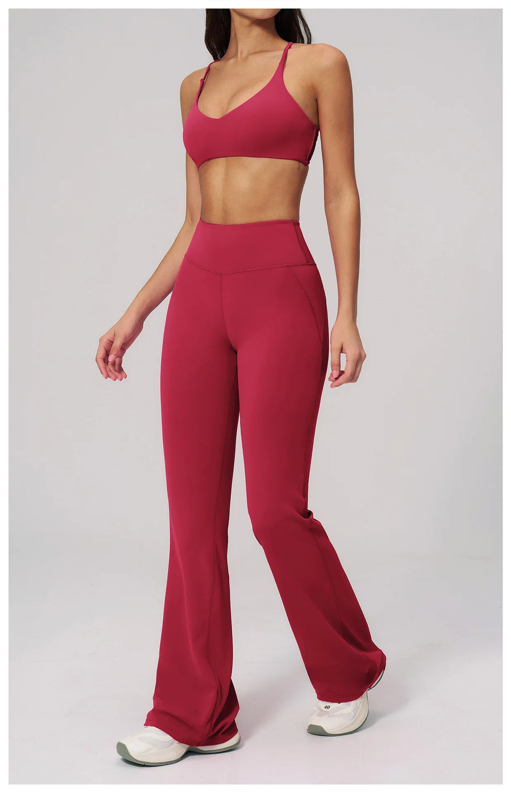 2PCS Flared Pants Yoga Set Women's Tracksuits Gym Fitness Outfits Sports Sets Female Shockproof Sports Bra Yoga Workout Clothes