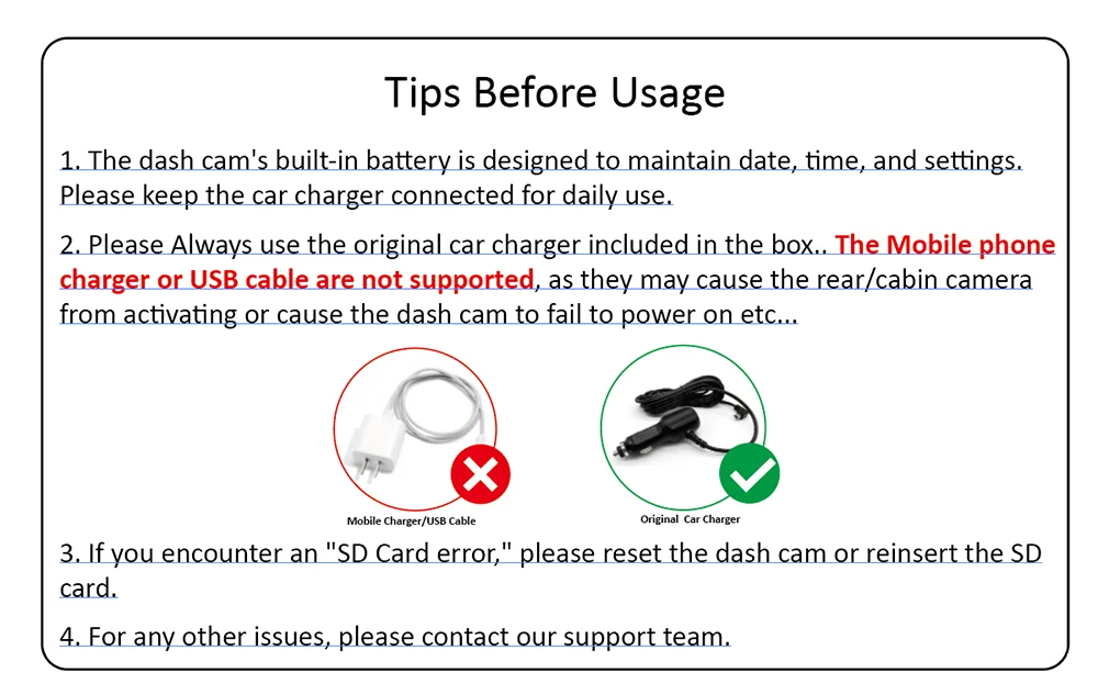 Dash Cam for Cars 4K UHD Recording Front Rear Car Camera HDR Night Vision Recorder Built in Wi-Fi 24H Parking Mode APP Monitor
