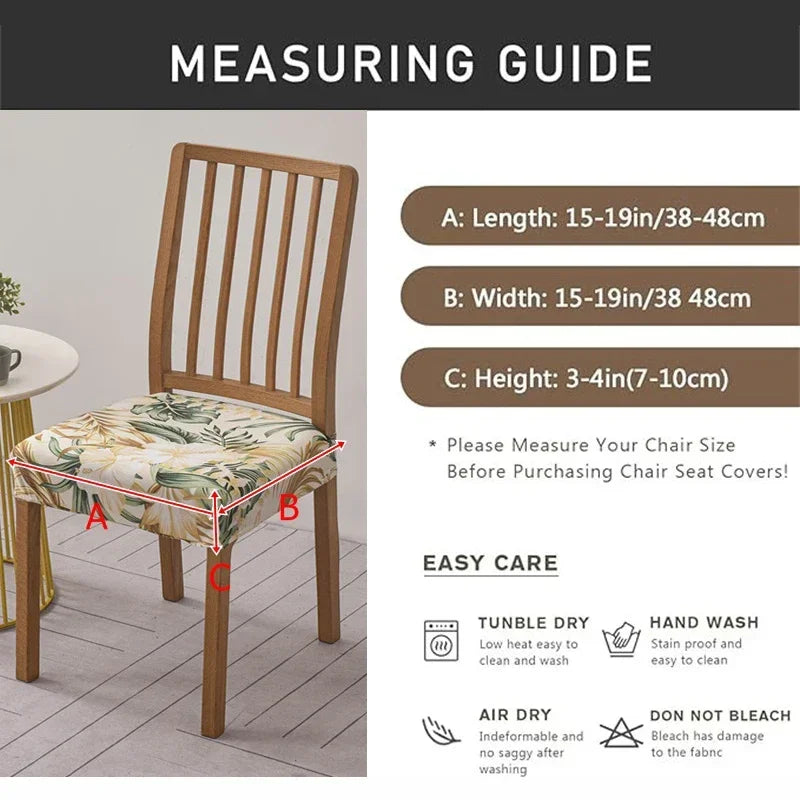 1PC Stretch Dining Chair Cover Printed Chair Seat Covers Removable Upholstered Chair Cushion Covers Home Decor