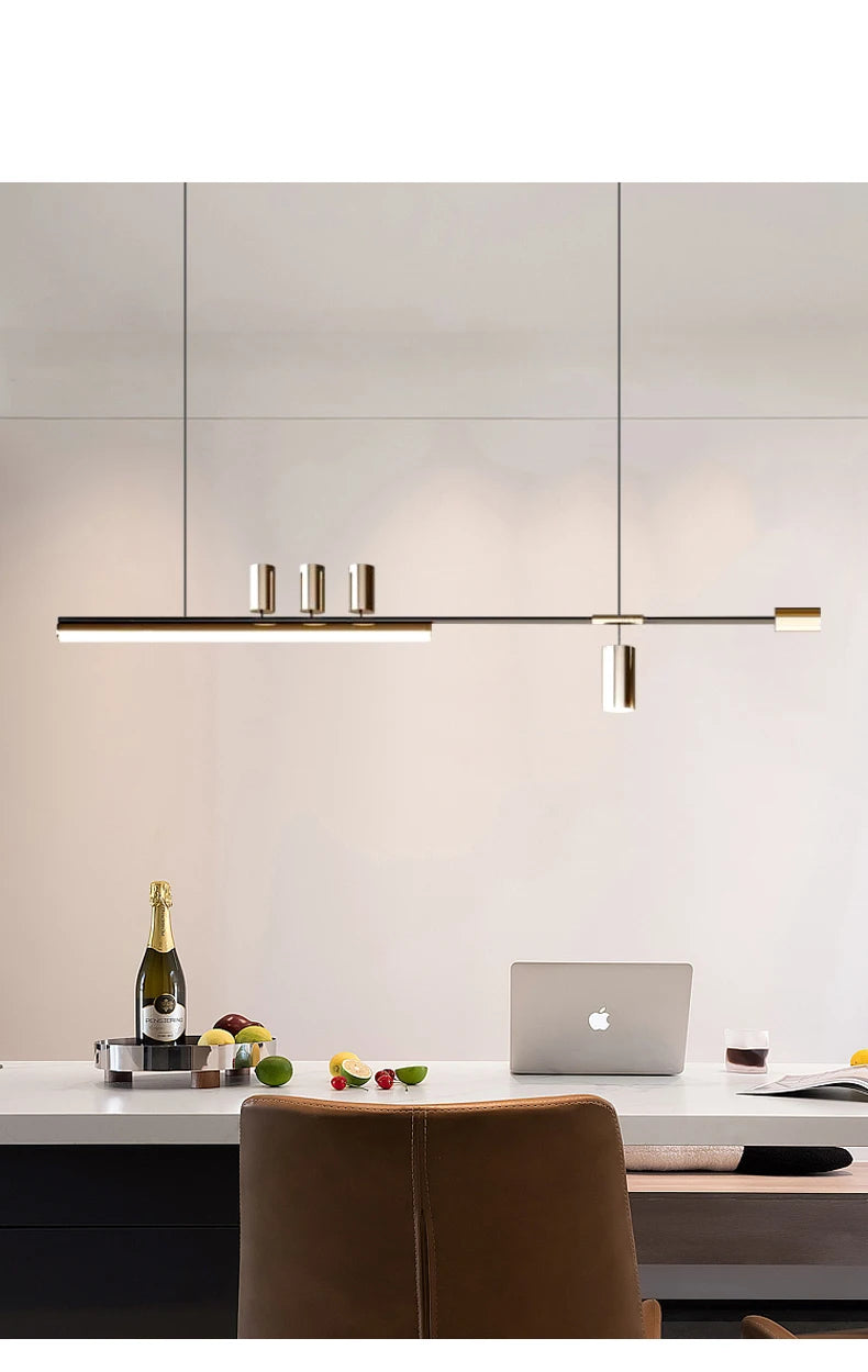 Minimalist Restaurant Chandelier Modern Light Luxury Simple Nordic Bar Table Spotlight Designer Creative Straight Strip Lights