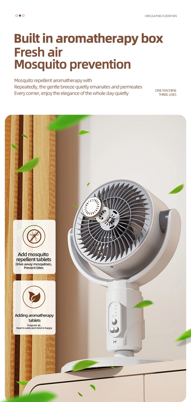Air Circulation Fan Rechargeable Oscillating Fan Five Gear Adjustment Stand Fan Adjustable Height Household Air Circulation Fan