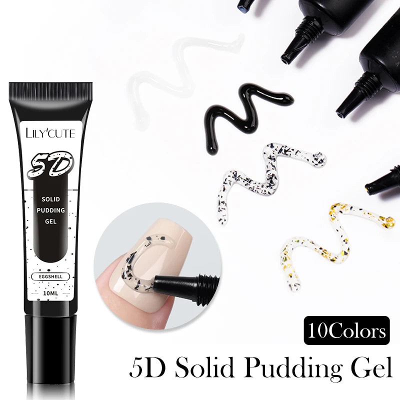 LILY'CUTE 10ml Solid Pudding Emboss Liner Gel Nail Polish Korean-style Painting Texture Modeling Stereoscopic Shaping Nail Art