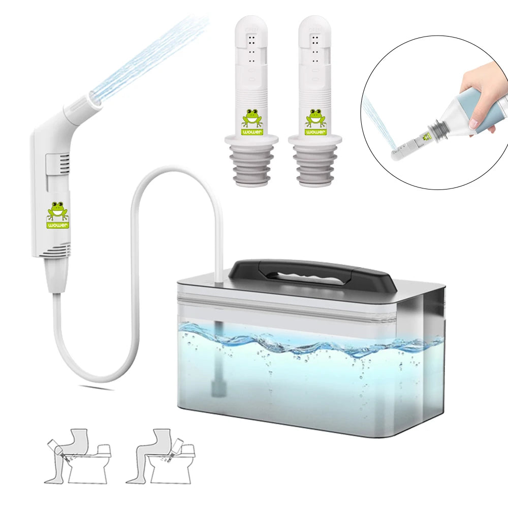 Wower Portable Electric Bidet for Personal Hygiene Cleaning 2.3L Shattaf Rechargeable Travel Camping Bidet Shower Sprayer